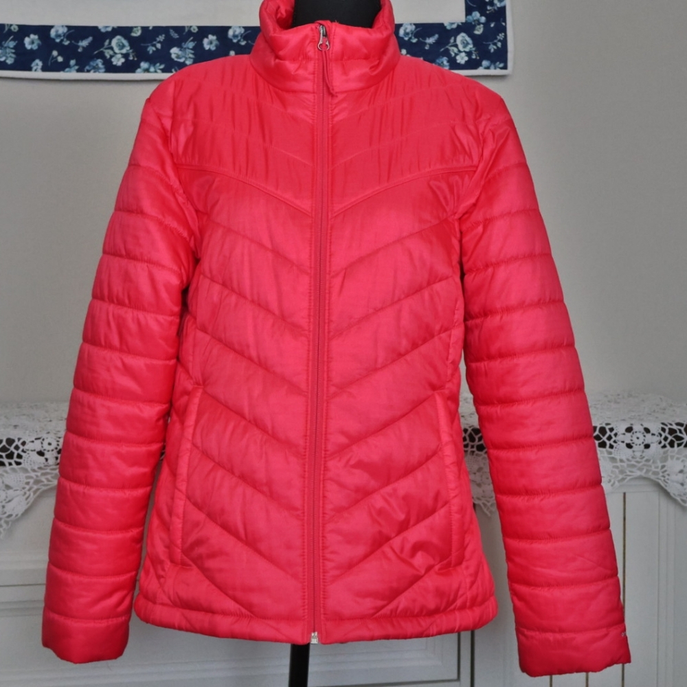 Columbia Women's Vibrant Pink Puffer Jacket Size L Omni Heat Lightweight Warm